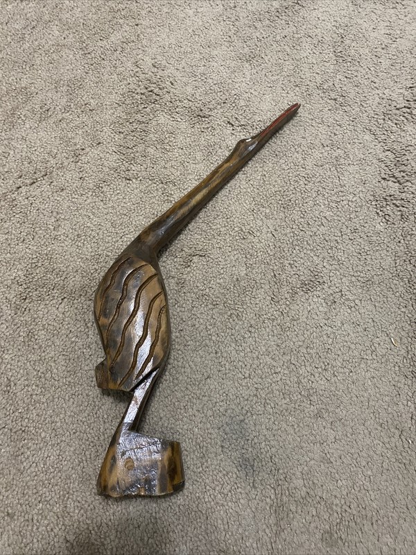 beautiful asian wood carving sculpture Art of heron bird 17” tall