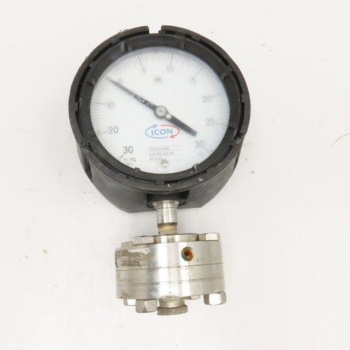 Reotemp Icon 0-30PSI Vacuum Pressure Gauge W/ Diaphragm Seal