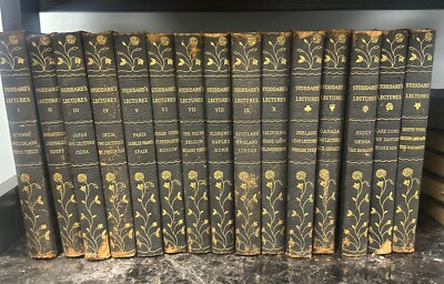 John L Stoddards Lectures 10 Vol HC 1898 Plus 5 Extra Books Leather Gold Antique