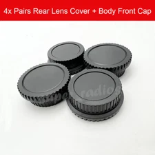 4 x Pairs Rear Lens Cover + Camera Body Front Cap for Canon EOS EF DSLR SLR Lens