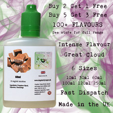 VANILLA FUDGE - E Liquid Vape Juice eliquid Max VG Cloud Chaser 0mg - UK Made