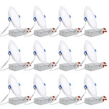 12-Pack 12W 6 Inch LED Recessed Lighting with Junction Box, 5%-100% Dimmable