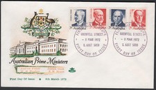 1972 Australia 7c Prime Ministers A Fisher J Cook W Hughes SM Bruce ROYAL FDC
