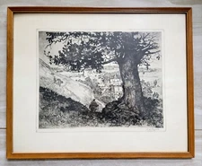 Cornelius A. Bartels, "Schwalenberg from the Hill" Etching B&B Print Art