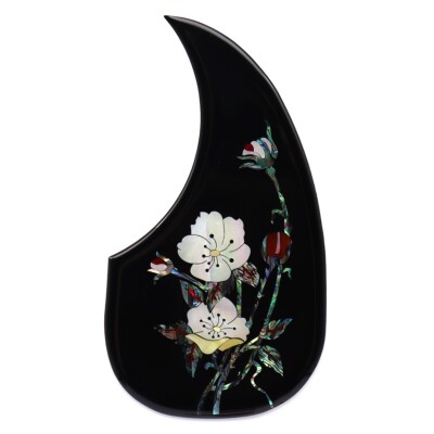Thickening Acoustic Guitar Pickguard for Most Martin Style Black Abalone Flowers