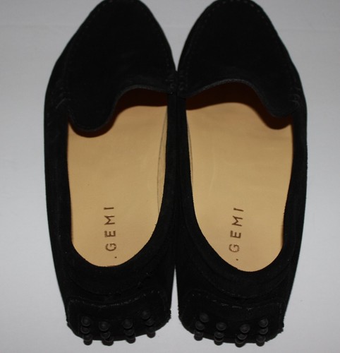 NEW M. GEMI Black Suede Moccasin Leather Loafers Driving Shoes Black 41