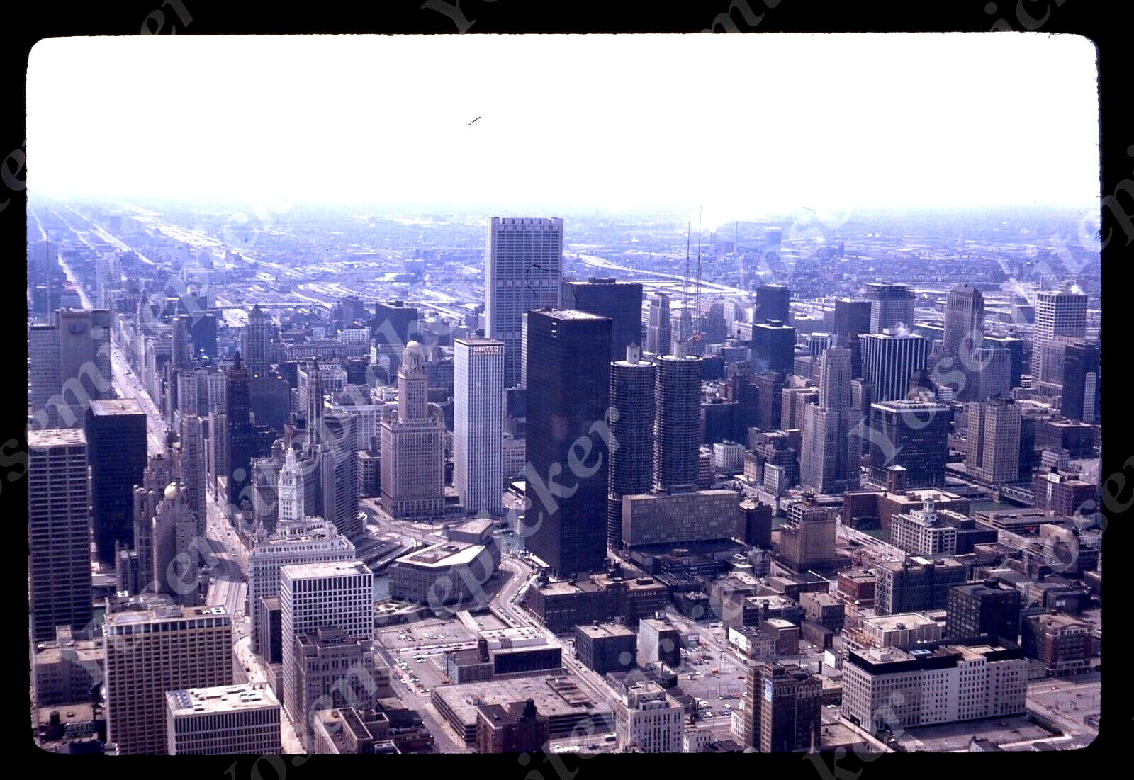 Sl71 sl71 Original slide 1971 Chicago aerial view skyline 592a | eBay