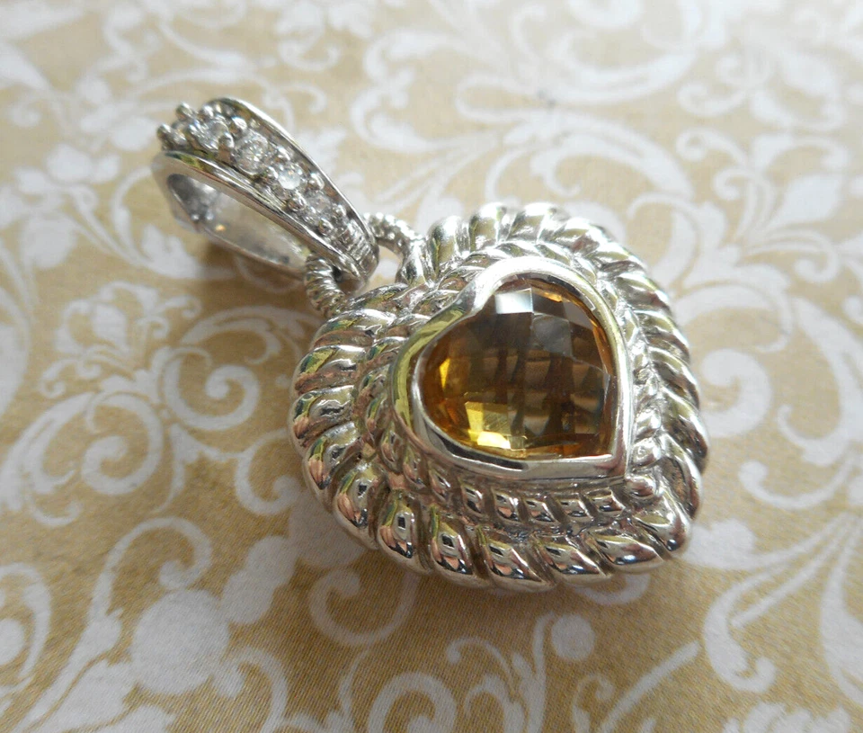 Pingente realçador de coração citrino Judith Ripka prata esterlina 39B12 - Imagem 4 de 4