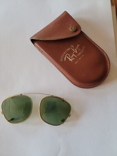 Vintage Ray Ban Bausch  Lomb Clip On Sunglasses Green Lenses w/Case