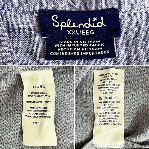 Splendid Womens Blue Linen Blend Cap Sleeve Notch Neck Top Size XXL - Picture 7 of 9
