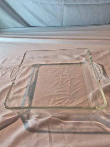 Vintage Pyrex 2 Qt 222 Clear 8x8x2 Square Baking Cake Dish Handles