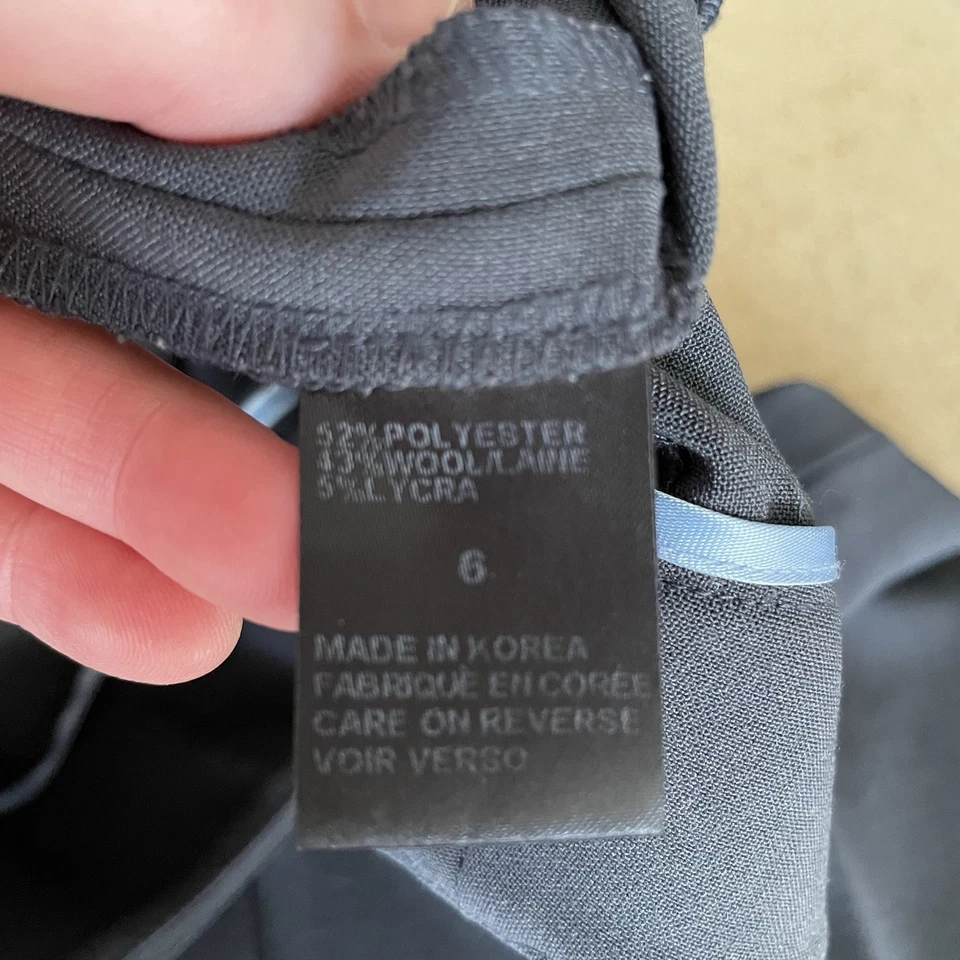 Pantalones de vestir Elie Tahari para mujer 6 grises mezcla de lana pantalones tiro medio carrera 29x32 Foto 4 de 4