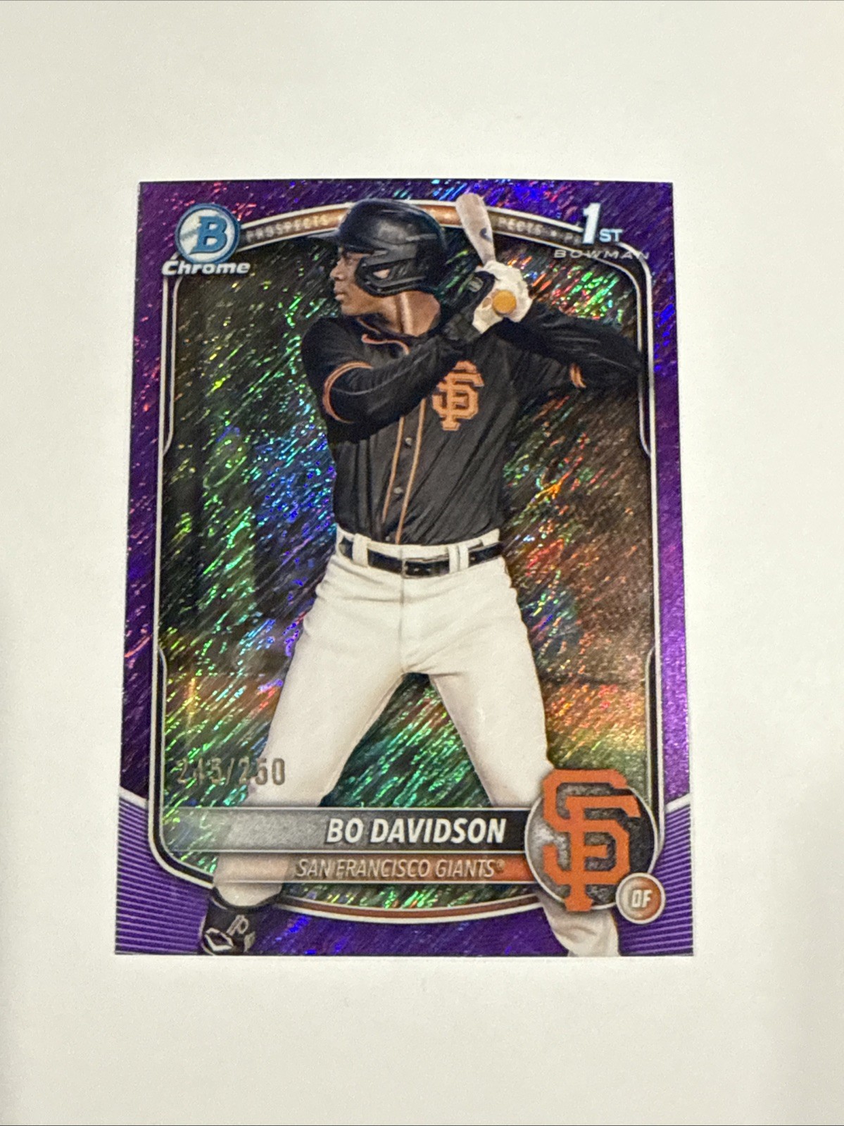 Bo Davidson 2025 Bowman Chrome 1st Purple Refractor /250 SF Giants