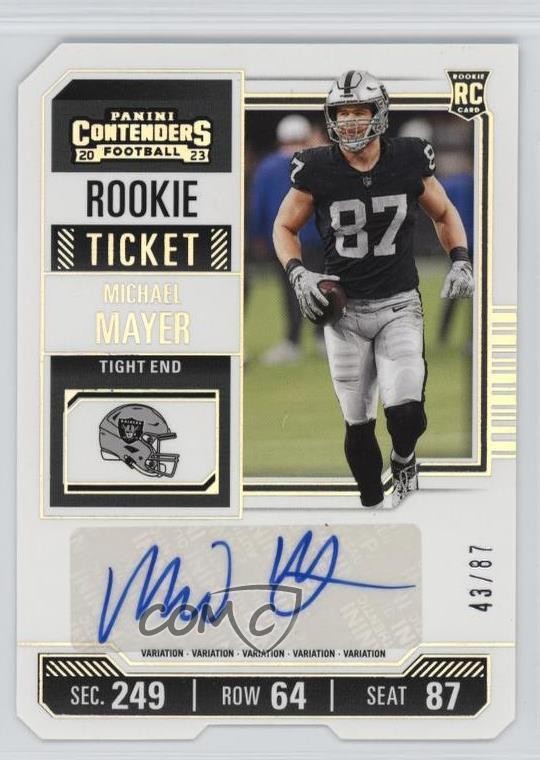 2023 Contenders Variation Ticket Stub 43/87 Michael Mayer Rookie Auto RC 10ow