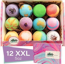 12 XXL Organic Bath Bombs Gift Set – Aromatherapy Floaters for Women & Men