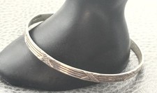 Vintage Mexico Silver Tone X Etched Design Bangle Bracelet Taxco?