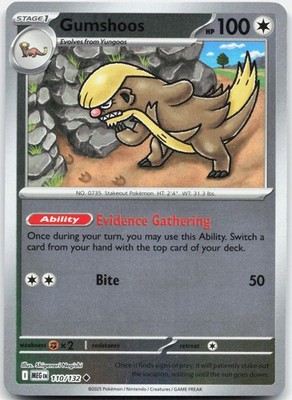 Gumshoos 110/132 Uncommon Mega Evolution Pokemon Reverse Holo Near Mint