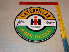 VINTAGE JOHN DEERE CATERPILLAR INTERNATIONAL HARVESTER PORCELAIN METAL GAS SIGN!
