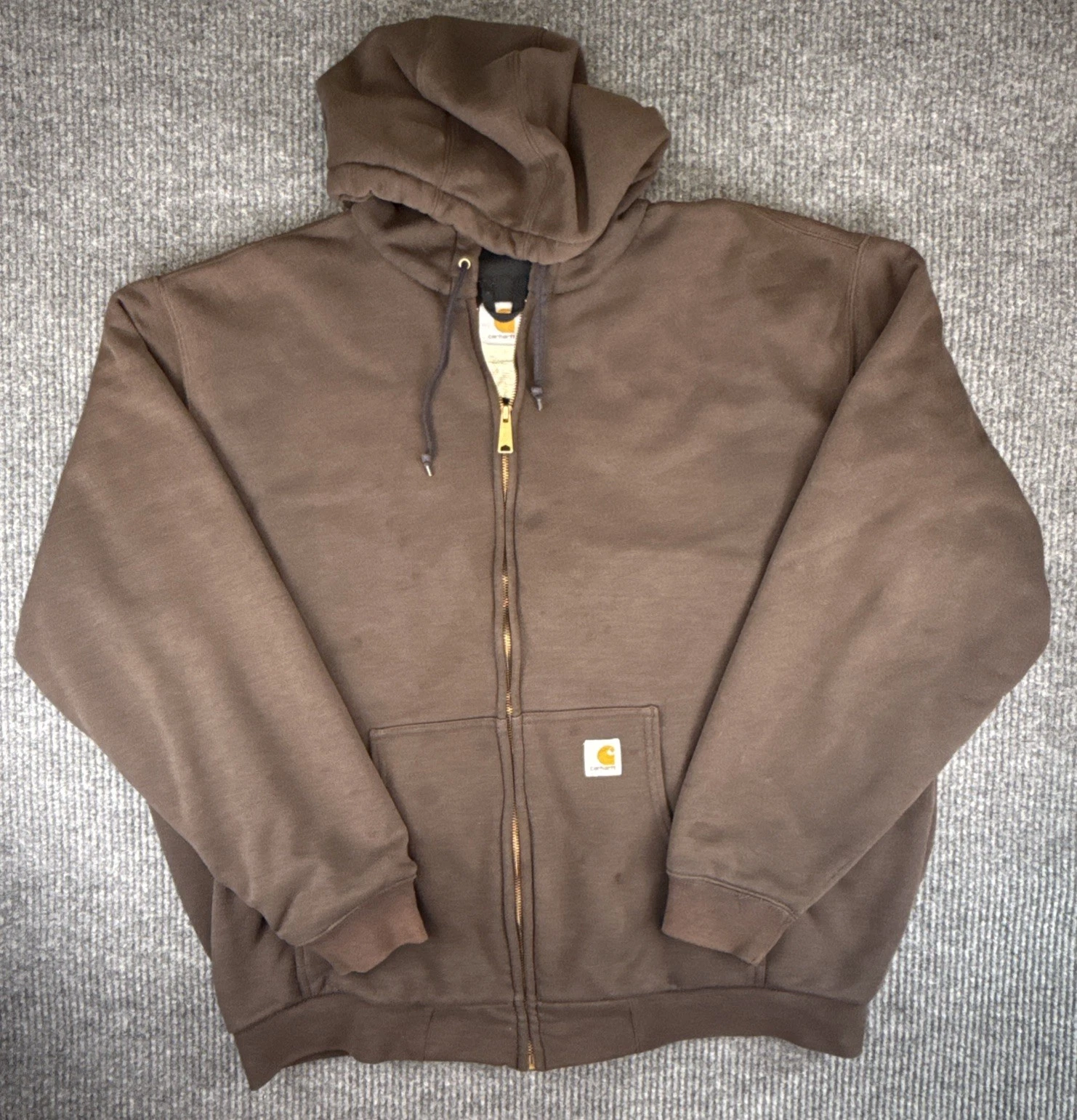 Carhartt Vintage Faded Brown Thermal Lined Full Zip Hooded Utility Jacket SZ 2X