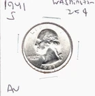 1941s Washington silver quarter AU