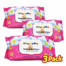 Babyish Premium Pink package Baby Wipes with Vit E and Aloe 80 Wipes Per Pack