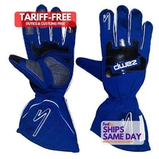 Zamp ZAMRG10004L SFI 3.3/5 Blue Fire Retardant Fabric Driving Gloves Pair L 
