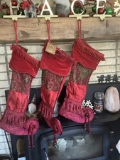 1 Dillards TRIMMINGS Victorian ELF TOE CHRISTMAS STOCKING Satin Tassels 21"