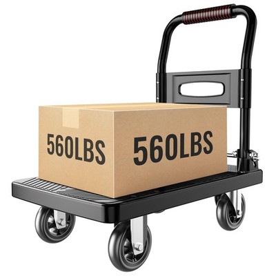 TIDY PALM Foldable Push Cart Platform Cart,Moving Silent Wheel 560 LBS, Black 