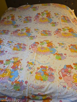 Vtg Popples Full Flat Sheet Bibb 1986 We Rather Be Leaping Than Sleeping Fabric