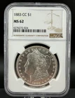 1883 CC $1 Morgan Silver Dollar NGC MS62