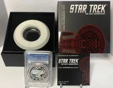 STAR TREK USS ENTERPRISE NCC-1701-D PCGSPR69DCAM One Ounce Silver Proof w OGP