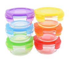 7oz Glass Food Storage Containers with Airtight BPA-Free Lids 6 Pack, 1 Cup S...