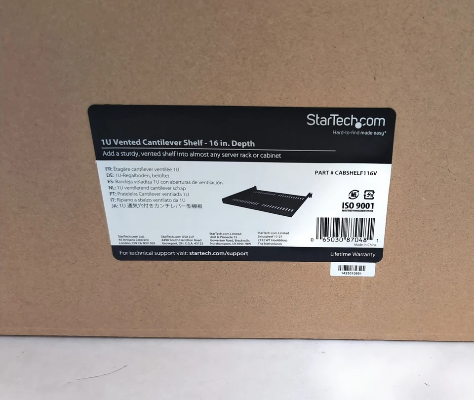 Lot of 2 New Startech CABSHELF116V 1U Vented Cantilever Shelf 16" Depth 44lb Max - Image 4 of 4
