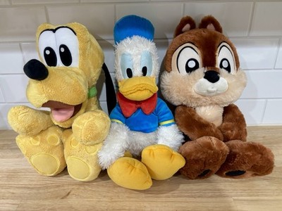 Disney Parks Plush Lot Donald Duck + Pluto & Chip and Dale Big Feet 13  Souvenir