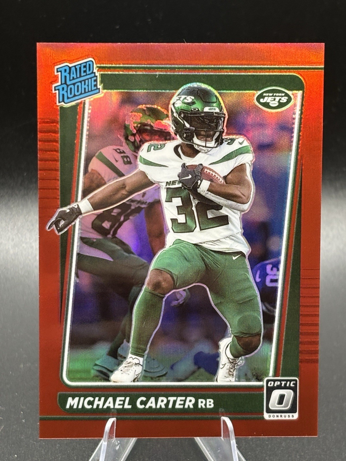 2021 Donruss Optic  Michael Carter #235 RED /99 Rated Rookie NY Jets - Cardinals
