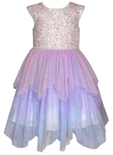 NEW Bonnie Jean Girls Pearl Waist Tulle Dress Size 16 Sequins Bodice Hanky Hem