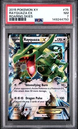 PSA 7 NM 2015 POKEMON XY ROARING SKIES #75 RAYQUAZA EX