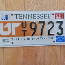 2006 University of Tennessee License Plate UT