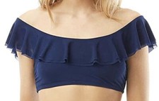 Carmen Marc Valvo Women's C1C205 Midnight Blue Ruffle Bikini Top Size Medium