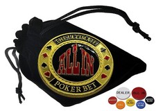 Texas Hold'em Card Guard "Ultimate Poker Bet" + 7pc Buttons Lammers Set w/Pouch