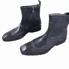 Mark Nason Lounge Salud Boots 71788 Mens 9.5 M Black Leather Moto Ankle Zip