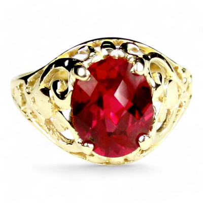 Created Rubin, massiver 10KY oder 14KY Gold Damenring - R005
