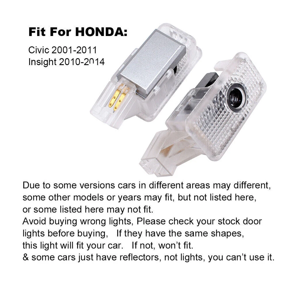 4x Proyector láser de luz de puerta de coche láser de sombra fantasma para HONDA Insight Civic Foto 2 de 4