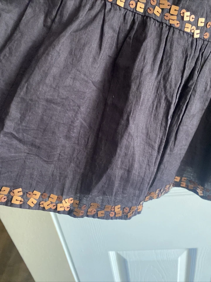 Falda campesina New Direction para mujer marrón con capas festival 100 % algodón grande boho Foto 3 de 4