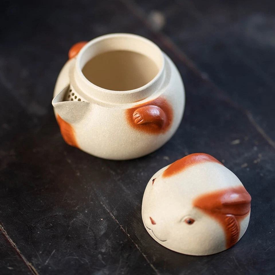 creative travel tea set yixing zisha clay tea pot with infuser cup rabbit shape - Image 4 of 4