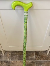 WALKING STICK LADIES MENS UNIQUE CANE WOODEN STURDY COLOURFUL by Terri B GREEN