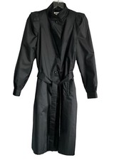 Weather Wise By Micki! Trench Rain Coat Black Belted Vitntage Jacket Women’s 7/8