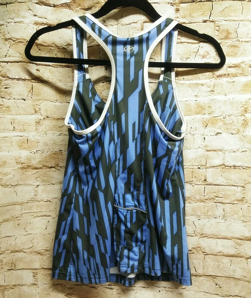 NordicTrack Women's Athletic Racerback Tank Blue Gray Geometric Size S - Image 2 of 4