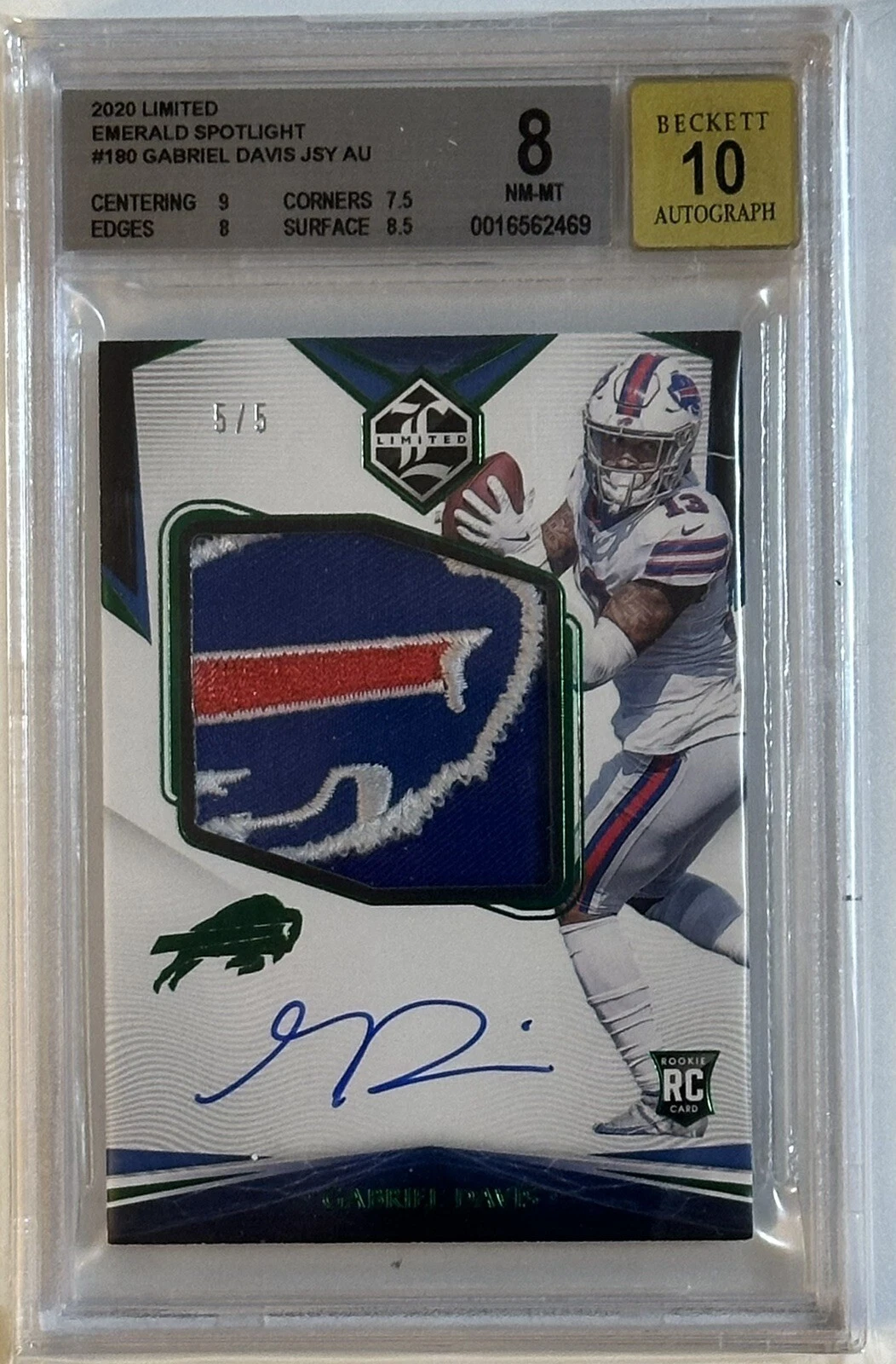 Gabriel Davis Panini Limited #180 Patch Autograph-Emerald Spotlight