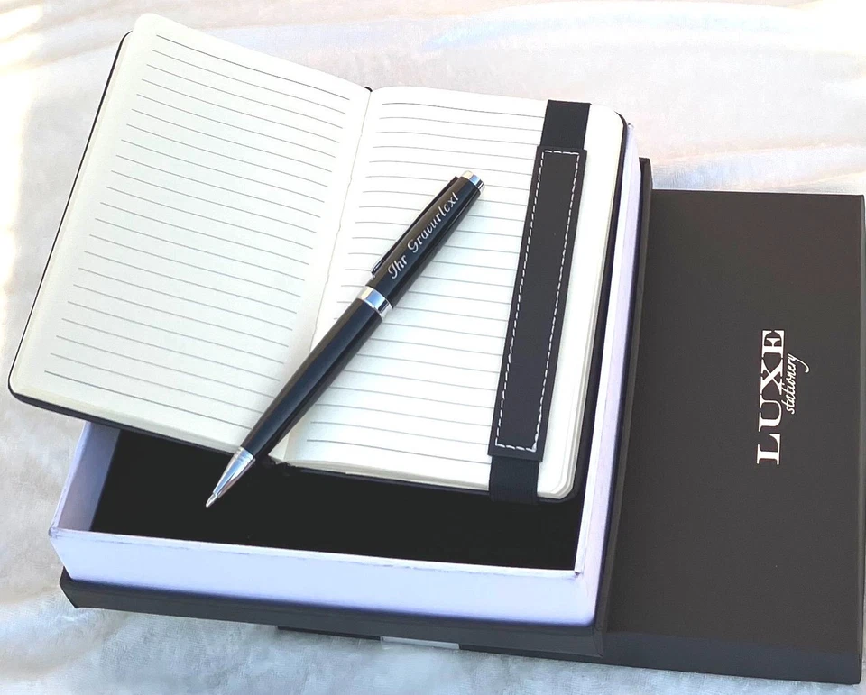 Metall Kugelschreiber / IHRE GRAVUR / mit Pocket Lederstyle Notizbuch / in Box - Bild 3 von 4